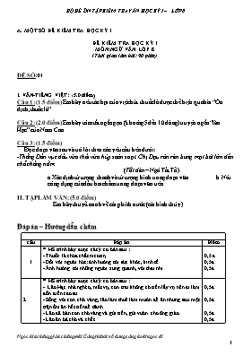Bộ đề ôn tập kiểm tra Văn học kỳ I  lớp 8
